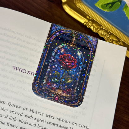 Enchanted Glass Red Rose Magnetic Bookmark