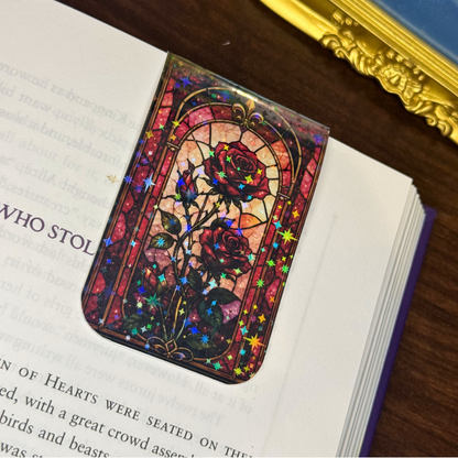 Red Roses Stained Glass Magnetic Bookmark