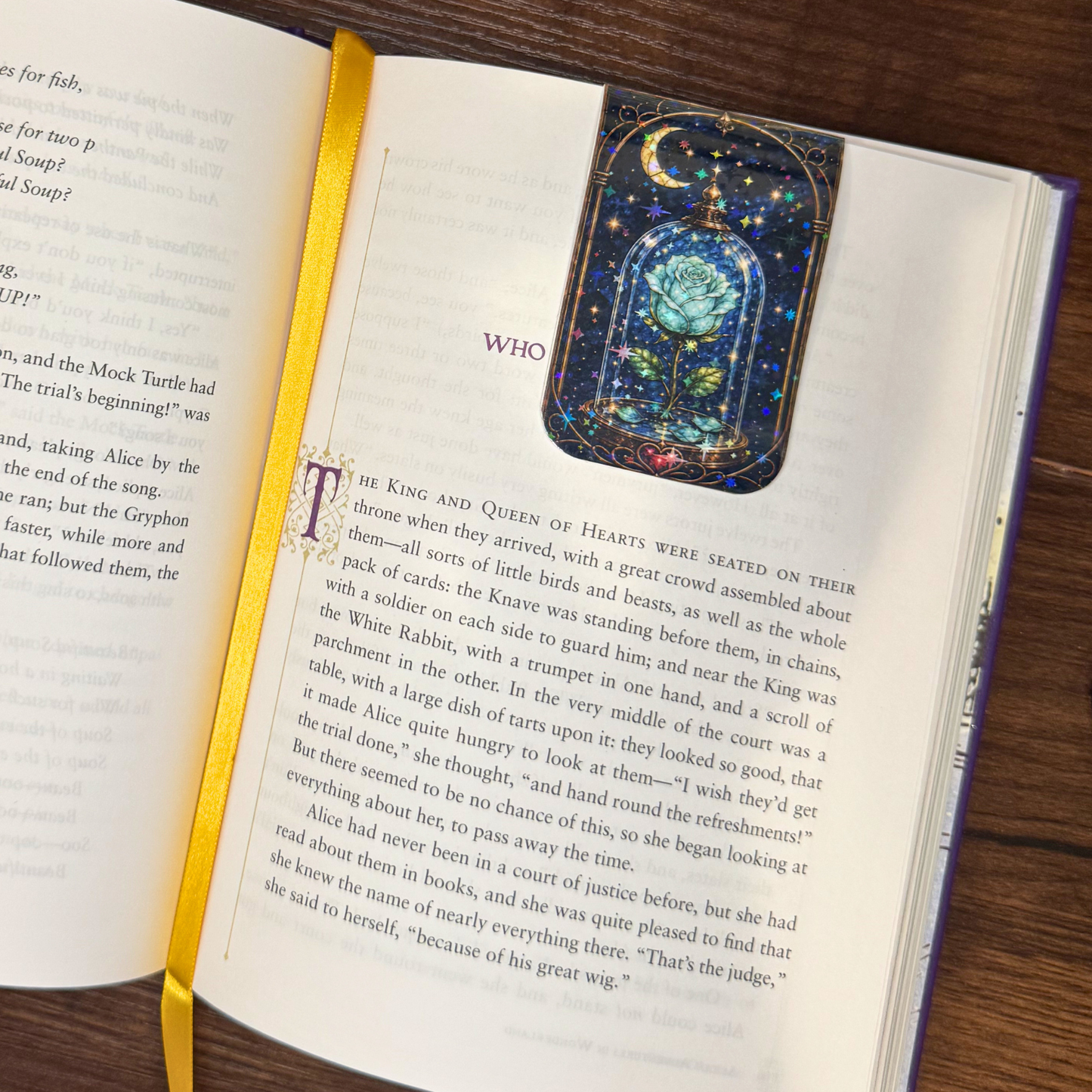 Enchanted Glass Blue Rose Magnetic Bookmark